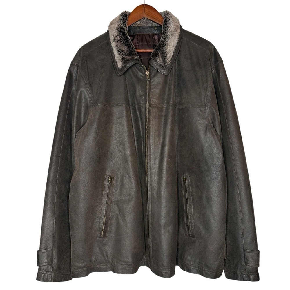 Covington Outerwear XL Suede Leather Faux Fur Barn Coat‎ Bomber Flight Jacket